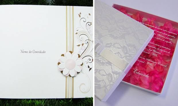 Convite de casamento com flores