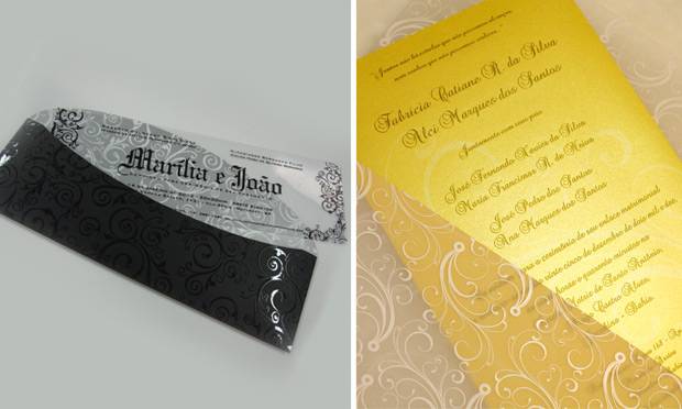Convite de casamento com papel especial