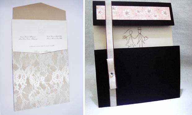Convite de casamento com envelope trabalhado