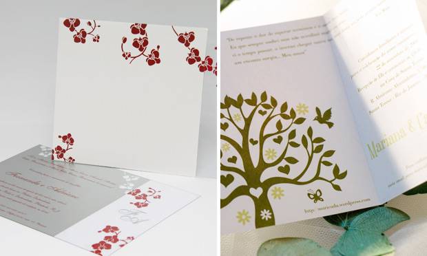 Convite de casamento com ilustra&ccedil;&atilde;o