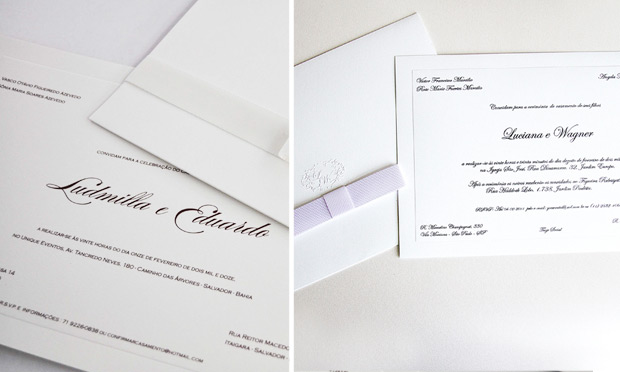 Convite de casamento com laço chanel
