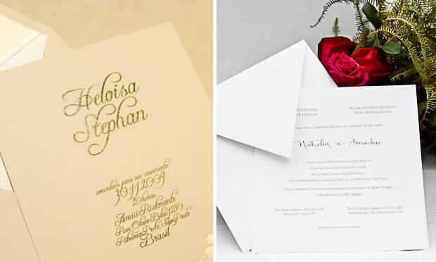 Convite de casamento com caligrafia especial
