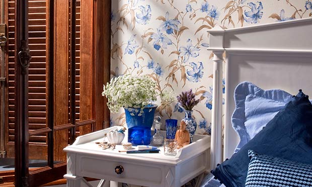 Papel de parede com flores azuis Papel de parede com flores azuis