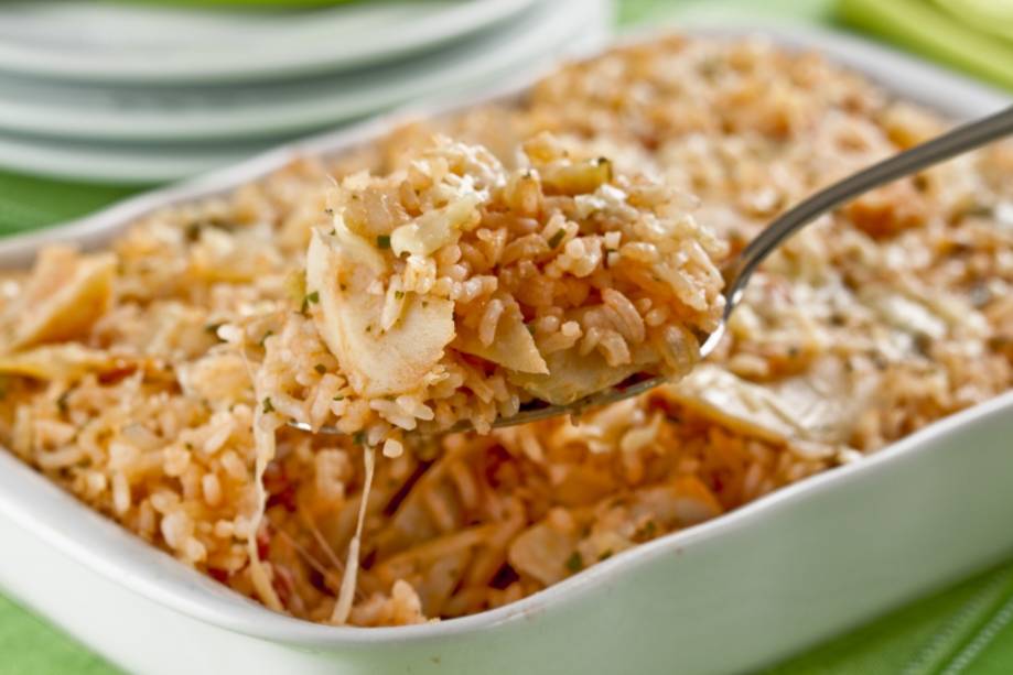 Arroz ao forno com bacalhau