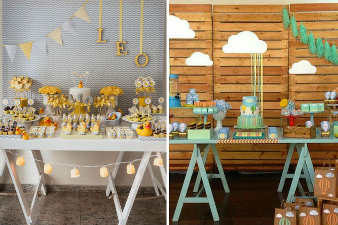 Mesa do bolo de festa infantil