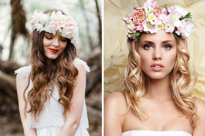 Penteado de noiva com coroa de flores