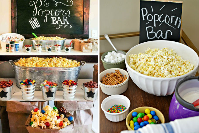 Bar de pipoca em festa infantil