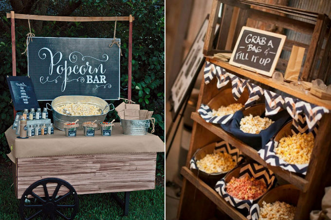 Bar de pipoca em festa infantil