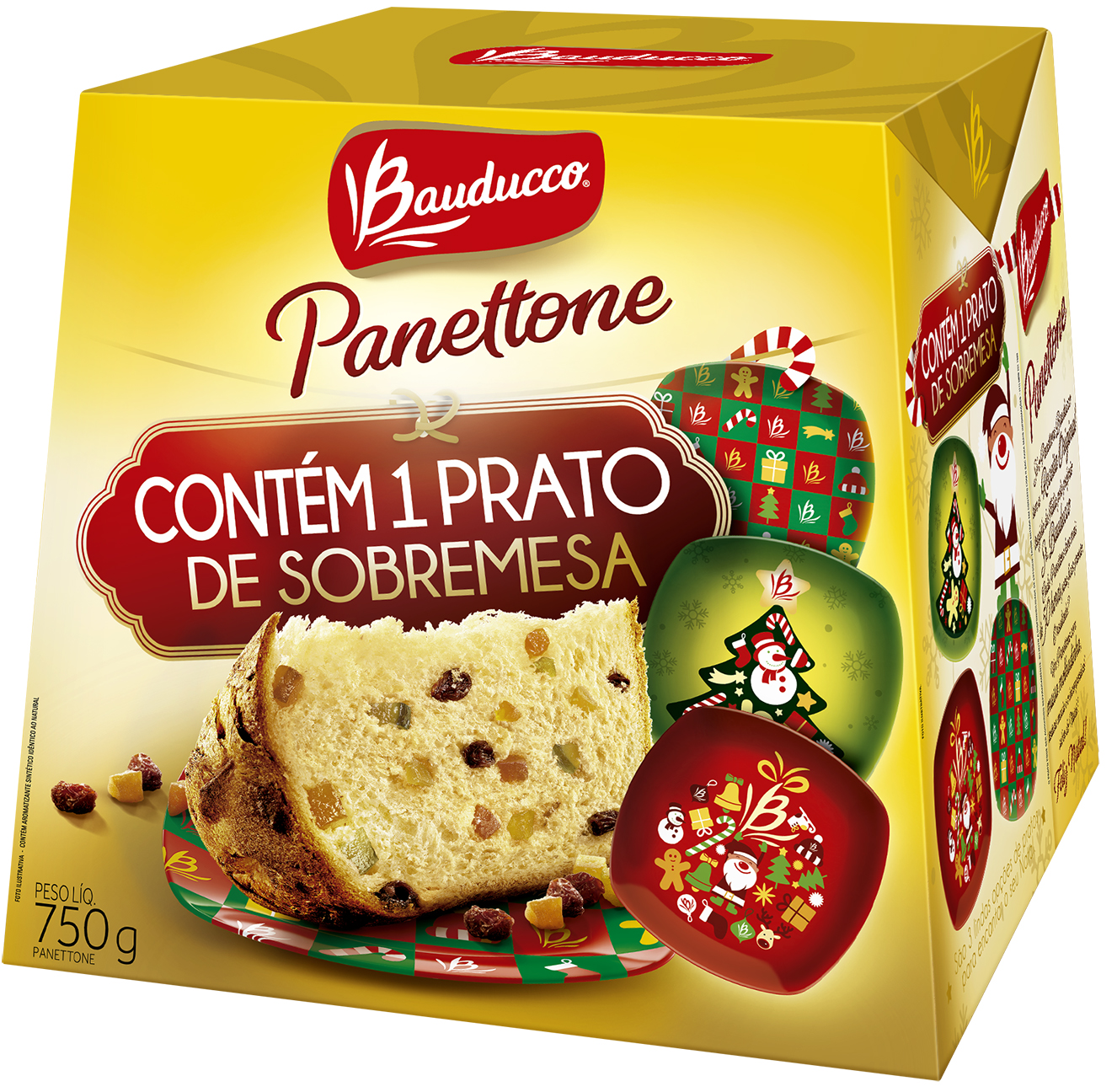 Panettone tradicional 750g com pratinhos colecion+&iacute;veis