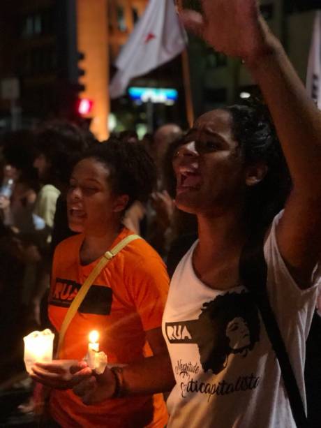 Protesto contra a morte de Marielle Franco e Anderson Gomes, assassinados no Rio