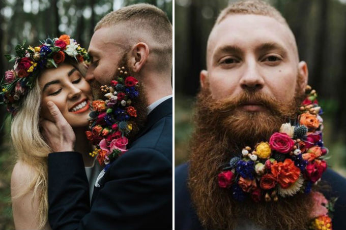 Buquê na barba? Noivos lançam tendência nas redes sociais