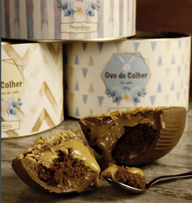 Brigaderia - Ovo de colher (300g): ovo de colher recheado com brigadeiro ao leite. Pre&ccedil;o: R$ 79.