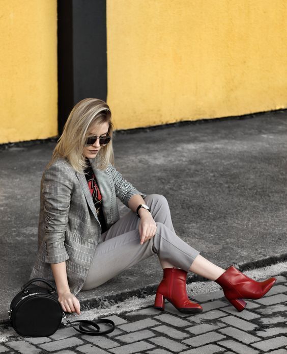 Ankle boot vermelha