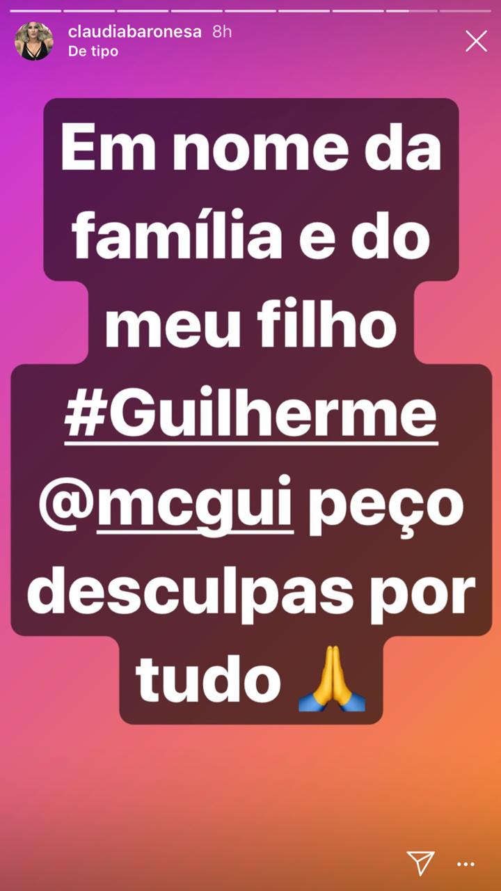 M&atilde;e de MC Gui se desculpa por atitude de filho