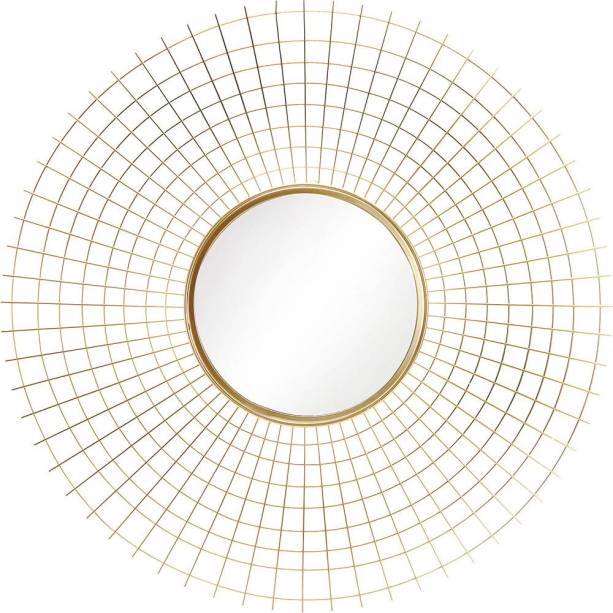 Espelho dourado &Oacute;rbita, de metal, com 63,5 cm de di&acirc;metro. <a href="https://www.americanas.com.br/produto/133822201/espelho-redondo-de-parede-com-moldura-em-metal-dourado-orbita-orb?pfm_carac=espelho&pfm_index=7&pfm_page=search&pfm_pos=grid&pfm_type=search_page%20&sellerId" target="_blank" rel="noopener">Americanas.com</a>, R$ 239,99