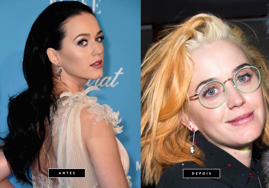 <strong>Janeiro de 2017</strong> <strong>// Katy Perry</strong> - A cantora está de visual novo! No final de semana, Katy abandonou os fios pretos e apareceu com o cabelo alaranjado e a raiz platinada. Será apenas um look de transição antes de alguma cor ousada? Vamos acompanhar!