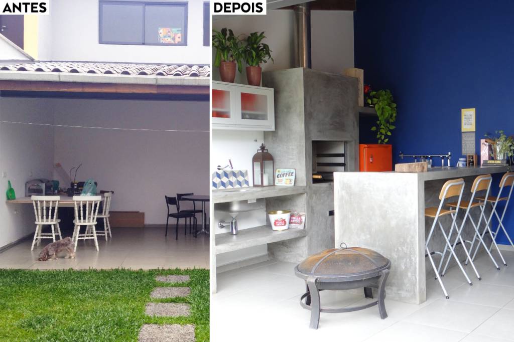 A churrasqueira de concreto (0,74 x 0,55 x 2,23 m) modelo Estilo &eacute; do Atacad&atilde;o Lazer (Leroy Merlin, R$ 767,90). Os azulejos coloridos d&atilde;o mais gra&ccedil;a &agrave; decora&ccedil;&atilde;o - eles s&atilde;o modelo Guell-1, da Colormix, e medem 20 x 20 cm (Leroy Merlin, R$ 9,69 cada).