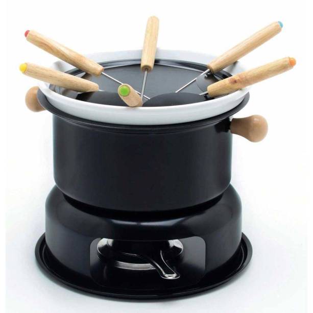 Aparelho de fondue Classic Home, com cabos de madeira. <a href="https://www.shoptime.com.br/produto/25981336/ap-fondue-2em1-classic-home?pfm_carac=fondue&pfm_index=2&pfm_page=search&pfm_pos=grid&pfm_type=search_page%20" target="_blank" rel="noopener">Shoptime</a>, R$ 129,90