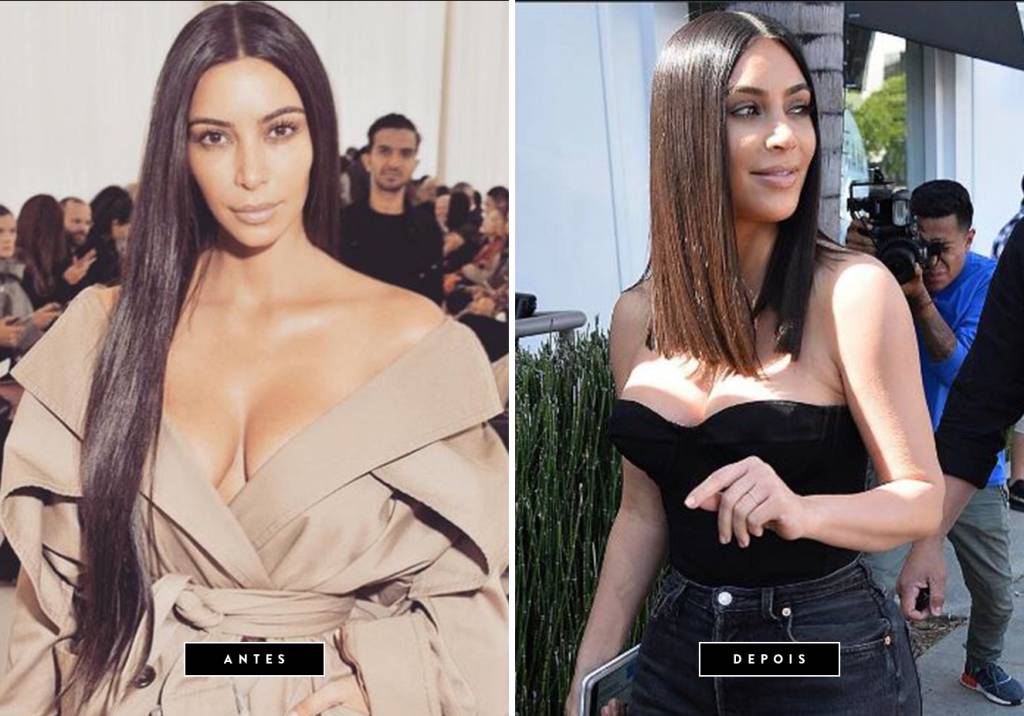<b>Mar&ccedil;o de 2017 // Kim KardashianCl&eacute;o Pires</b> &ndash; a empres&aacute;ria andava com cabelos extra longos desde o ano passado, mas agora, resolveu passar as tesouras e adquirir um long bob reto.