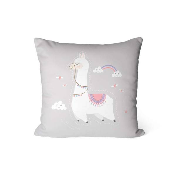Almofada Cute Lhama, de poli&eacute;ster, 35 x 35 cm. <a href="https://www.wevans.com.br/almofada-avulsa-decorativa-cute-lhama-dec1181p" target="_blank" rel="noopener">Wevans</a>, R$ 29,90