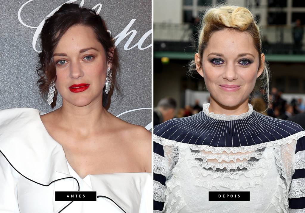 <strong>Outubro de 2017 // Marion Cotillard</strong>&nbsp;- para o desfile da Valentino, que aconteceu nesta semana durante a Paris Fashion Week, a atriz apareceu com os cabelos loiros e n&oacute;s adoramos o resultado! esta n&atilde;o &eacute; a primeira vez que ela muda o tom dos fios, tendo feito isso tamb&eacute;m em 2004 para seu papel em <em>A Very Long Engagement</em> .