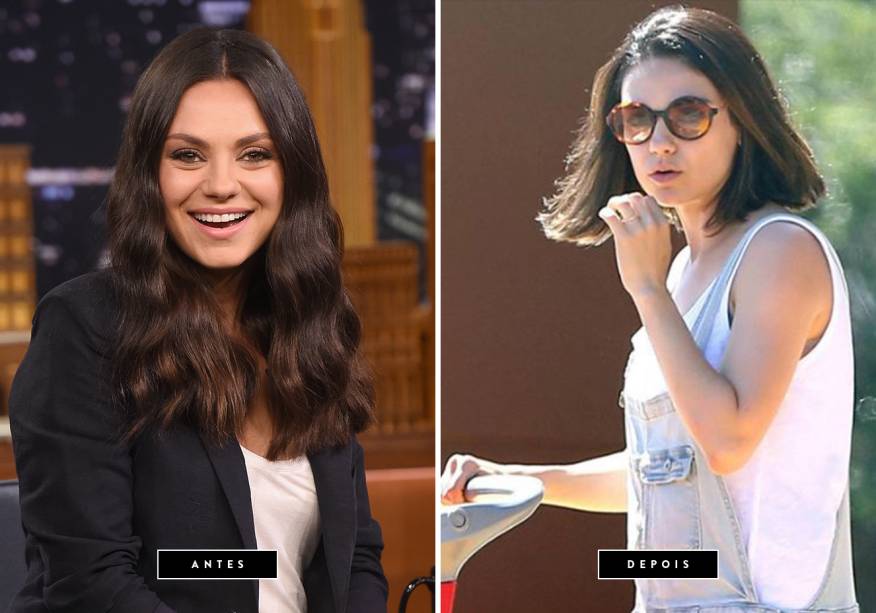 <strong>Julho de 2017 // Mila Kunis</strong> - A atriz, que é casada com Ashton Kutcher, aderiu o short bob. Será que ela estava atrás de um look mais prático agora que teve seu segundo bebê? Está linda!