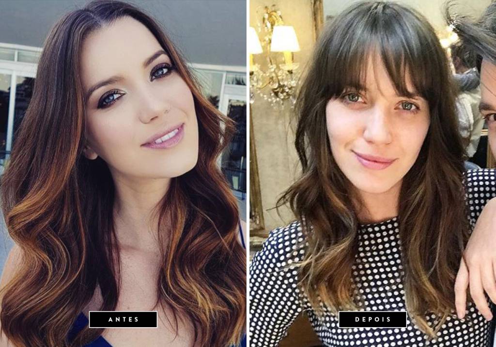 <strong>Agosto de 2017 // Nathalia Dill</strong>&nbsp;- a atriz revelou sua nova franjinha e os fios levemente mais curtos em sua conta do Instagram e n&oacute;s estamos amando a mudan&ccedil;a!