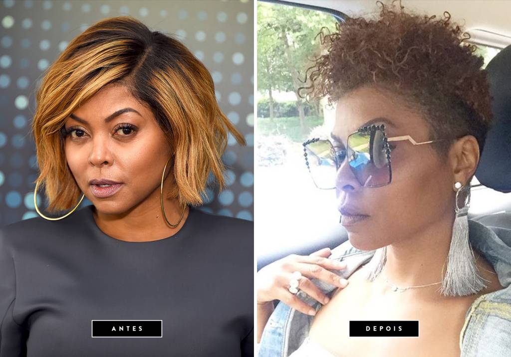 <strong>Julho de 2017 // Taraji P. Henson</strong>&nbsp;- A atriz da s&eacute;rie <em>Empire</em> sempre apareceu nos tapetes vermelhos com os fios lisos, mas h&aacute; algum tempo come&ccedil;ou sua transi&ccedil;&atilde;o capilar e mostrou o resultado em seu Instagram nesta semana. O resultado foi um corte super ousado com as laterais raspadas e cachos lindos!