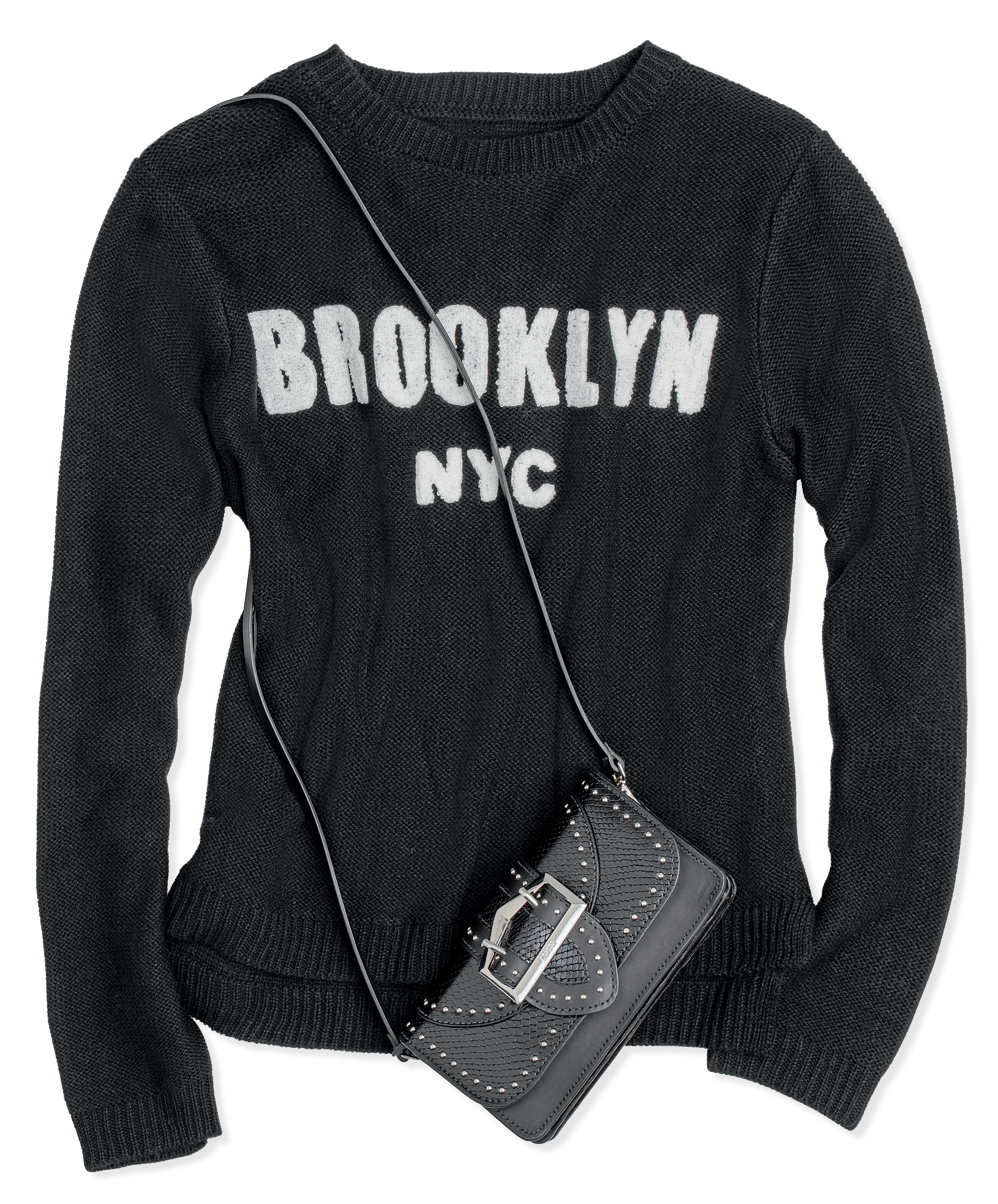 Tric&ocirc;, Renner, R$ 100, tel. (11) 2165 2900. Bolsa de couro, Schutz, R$ 890, tel. (11) 4508 1499.