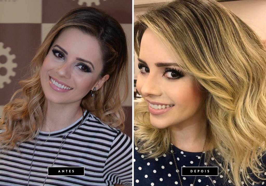 <strong>Setembro de 2017 // Sandy</strong>&nbsp;- voltando &agrave; cor que costumava desfilar, Sandy apareceu com os fios mais claros, no tom loiro areia, e mais curtos, em um short bob supermoderno. O respons&aacute;vel pela transforma&ccedil;&atilde;o foi o cabeleireiro Jackson Nunes, que compartilhou o clique em seu perfil.