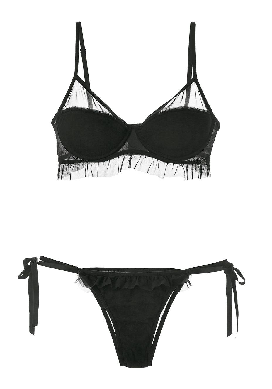 Calcinha e suti&atilde; de tule, <strong>Cis&ocirc;</strong>, R$ 242