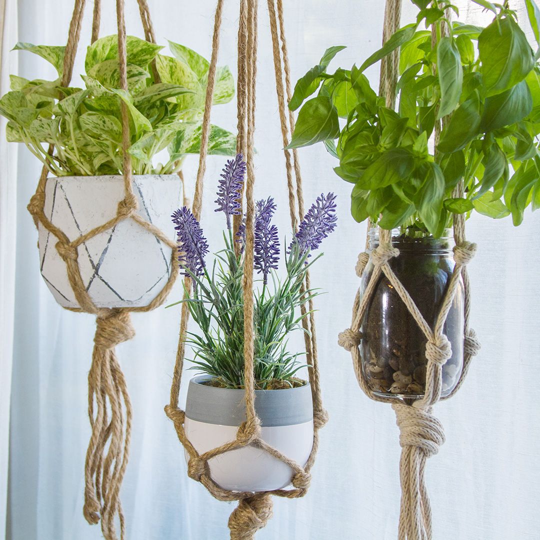 Pendente macram&ecirc; para vasos DIY