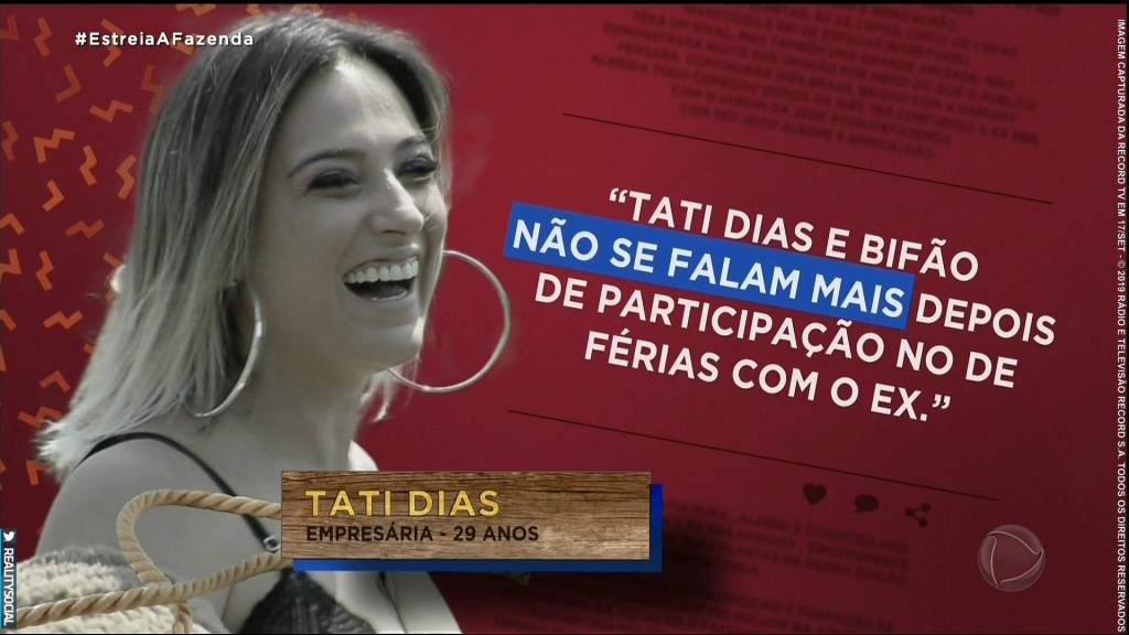 Tati Dias em A Fazenda