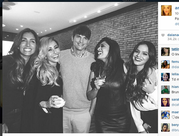 Angélica e Luciano Huck recebem Ashton Kutcher em casa