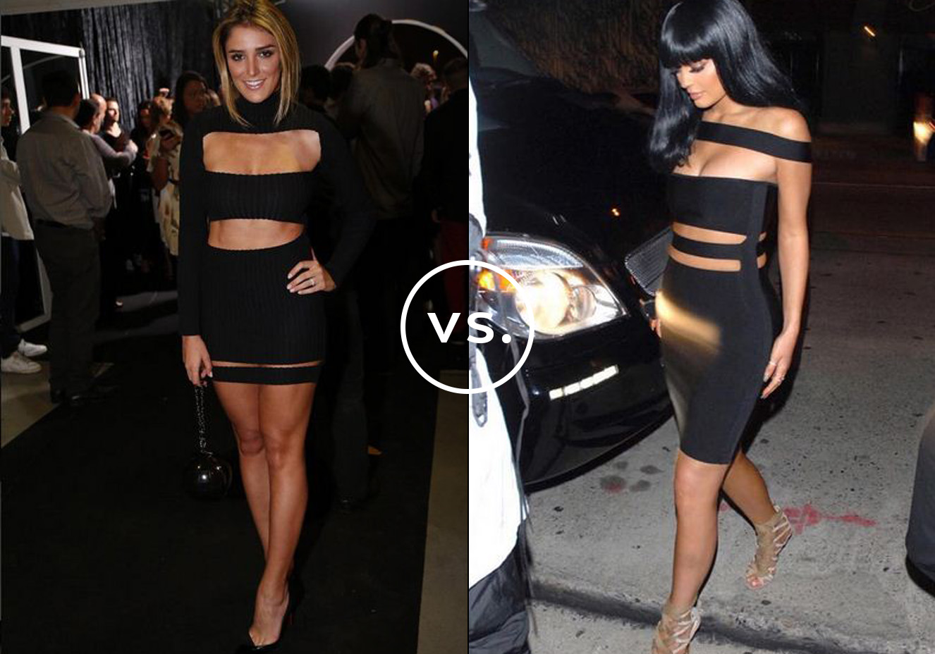 <strong>Rafa Brites</strong> e <strong>Kylie Jenner</strong>. Tanto o modelo <strong>Gloria Coelho</strong> da brasileira quanto o <strong>Balmain</strong> da norte-americana&nbsp;destacaram as curvas das famosas. Para arrematar o vestido recortado e equilibrar a sensualidade, sapatos&nbsp;de cores neutras.