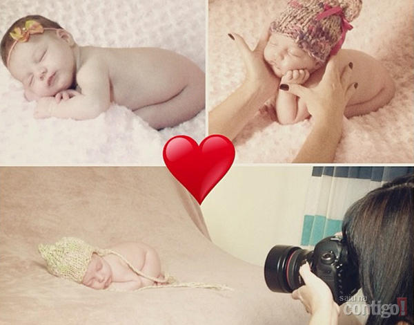 Filha de Sheila Mello aparece dormindo em sua primeira sessão de fotos