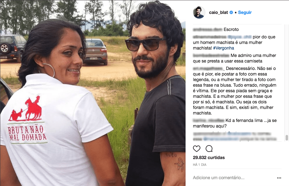 Post machista de Caio Blat causa treta entre globais no Instagram