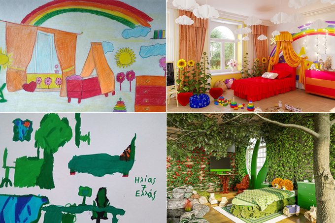 Crianças desenham seus quartos dos sonhos e profissionais os executam