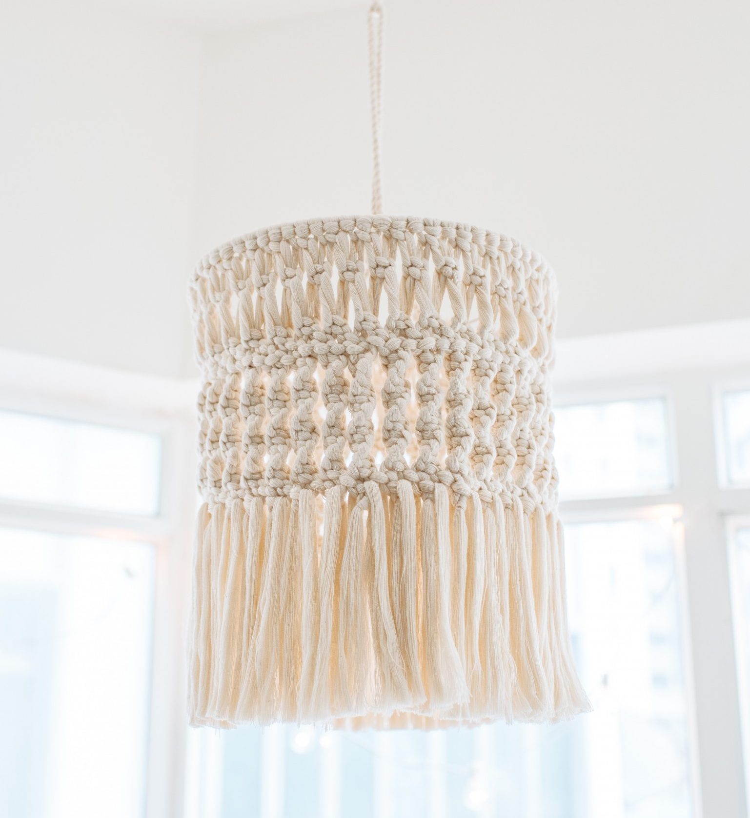 Decora&ccedil;&atilde;o DIY Lumin&aacute;ria Macram&ecirc;
