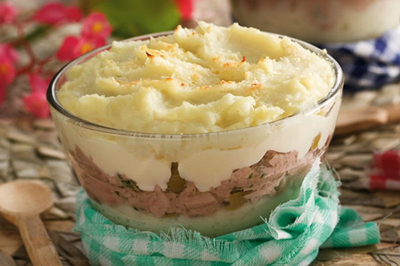 Escondidinho de batata-doce com atum em lata