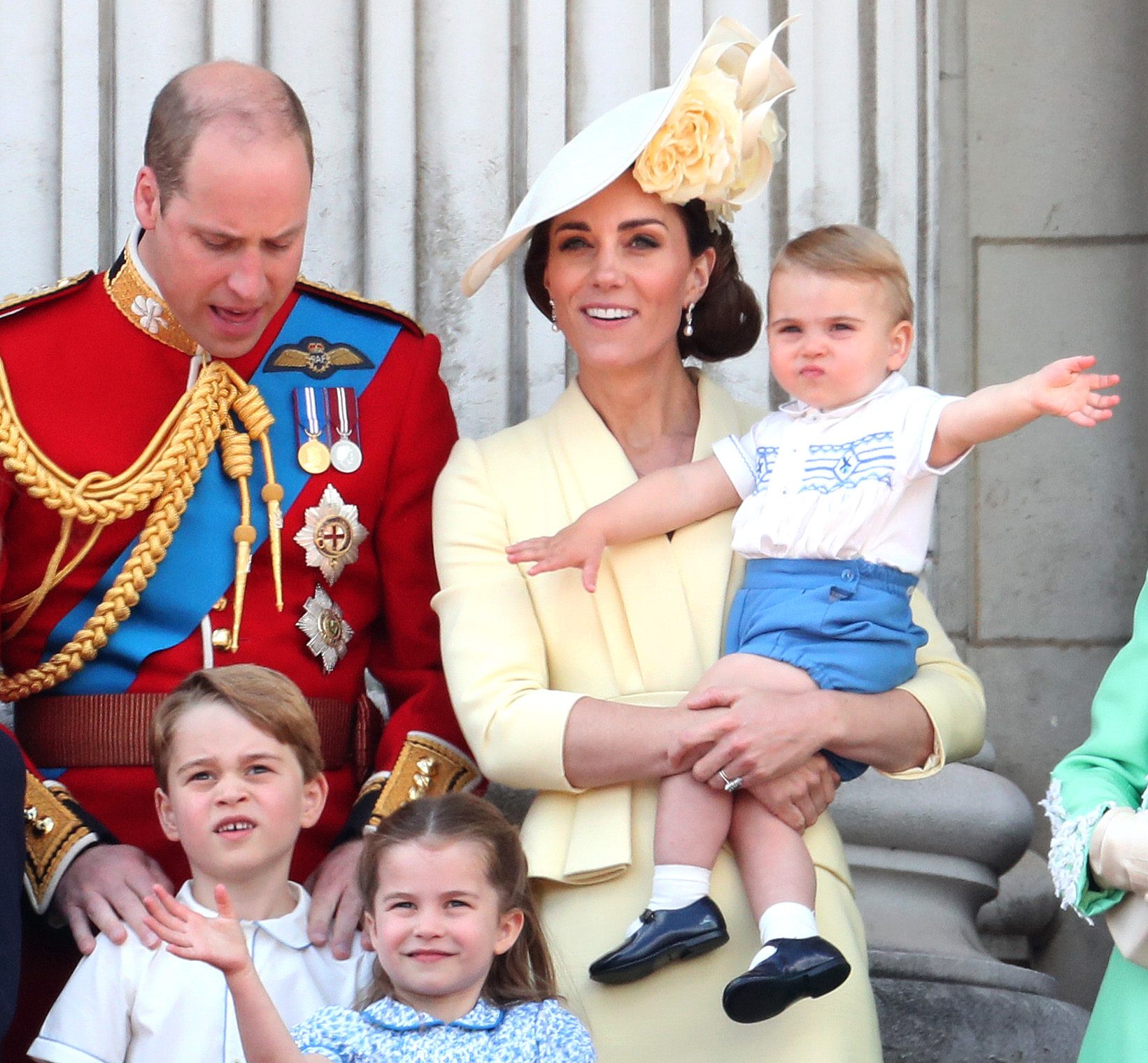 Pr&iacute;ncipe William, Kate Middleton e fam&iacute;lia real no Trooping the Colour 2019.
