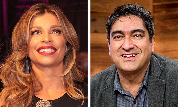 Grazi Massafera rouba a cena de Zeca Camargo no Vídeo Show