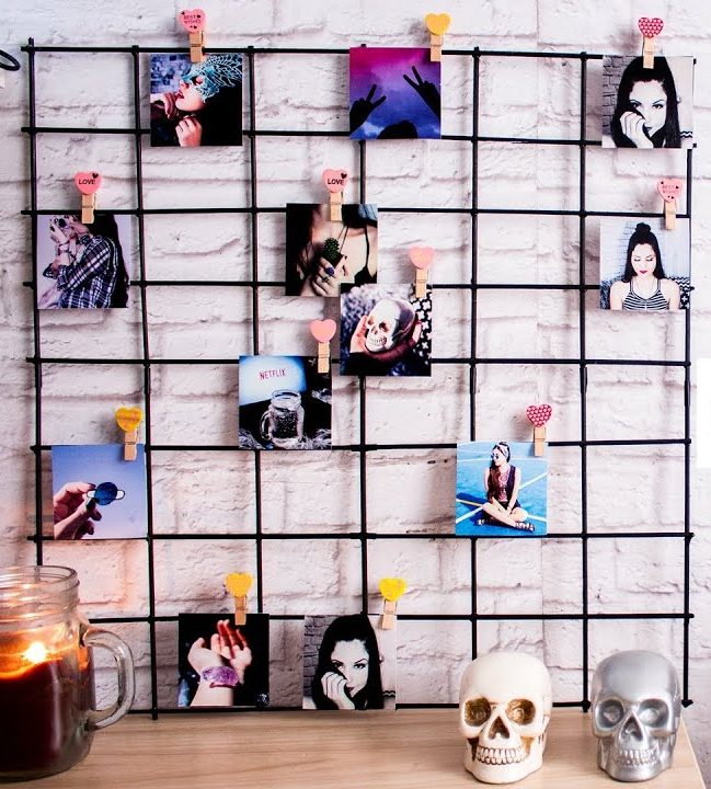Painel de fotos palitos de churrasco DIY