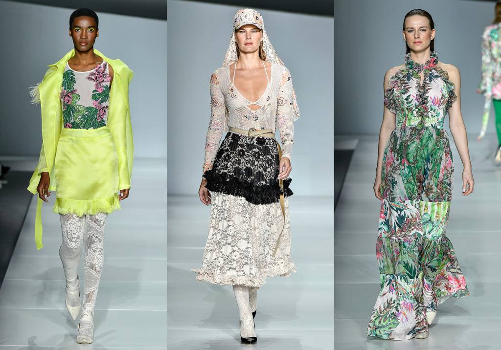 <strong>Victor Dzenk</strong> fechou o line-up de desfiles do Minas Trend com a cole&ccedil;&atilde;o "Safari Tropical", inspirada na obra do artista pl&aacute;stico Luiz Zerbini. Cetim pesado, musseline, renda e tule deram vida a looks repletos de estampas e bordados, como pede o DNA da marca.    &nbsp;