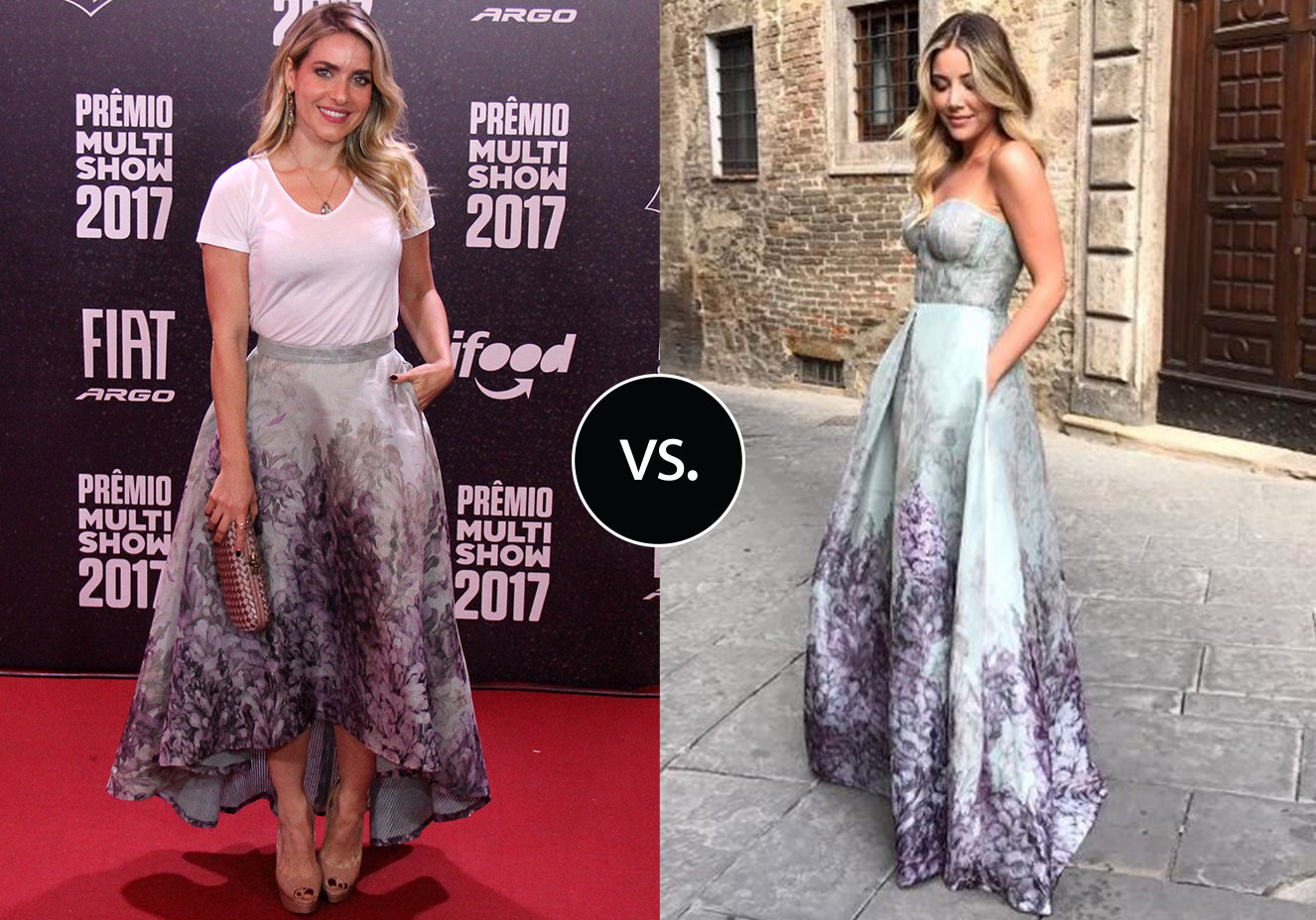 <strong>Monique Alfradique&nbsp;</strong>e <strong>Mica Rocha </strong>vestem <strong>Elisa Lima Haute Couture</strong>. Para o Pr&ecirc;mio Multishow 2017, que aconteceu ontem (24), no Rio de Janeiro, a atriz escolheu combinar sua camiseta b&aacute;sica com uma saia de organza com fundo esverdeado e estampa floral roxa, que deu um ar ladylike ao look. J&aacute; a influencer escolheu o vestido da mesma saia de Monique para ir &agrave; um casamento na Toscana, na It&aacute;lia. Maravilhosas demais!<span></span>