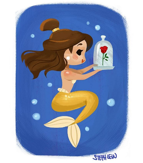 Artista americano transforma princesas da Disney e personalidades em sereias
