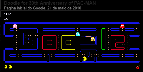 roda surpresa do aniversario do google pac man