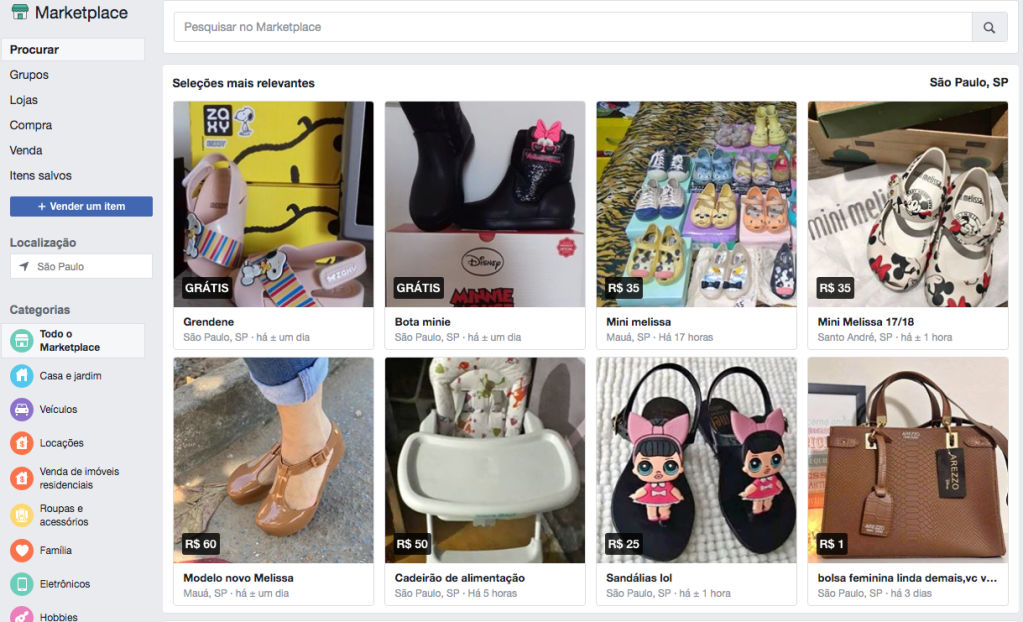 Print do Marketplace do Facebook