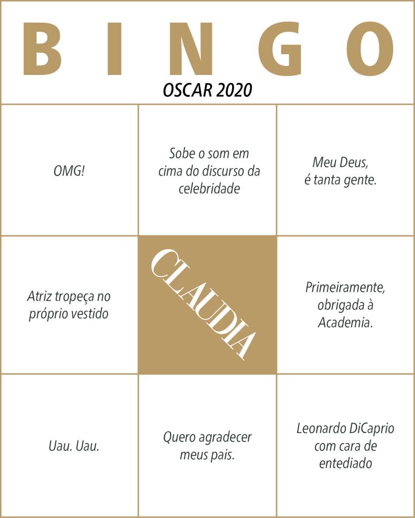 Cartela Bingo Oscar 2