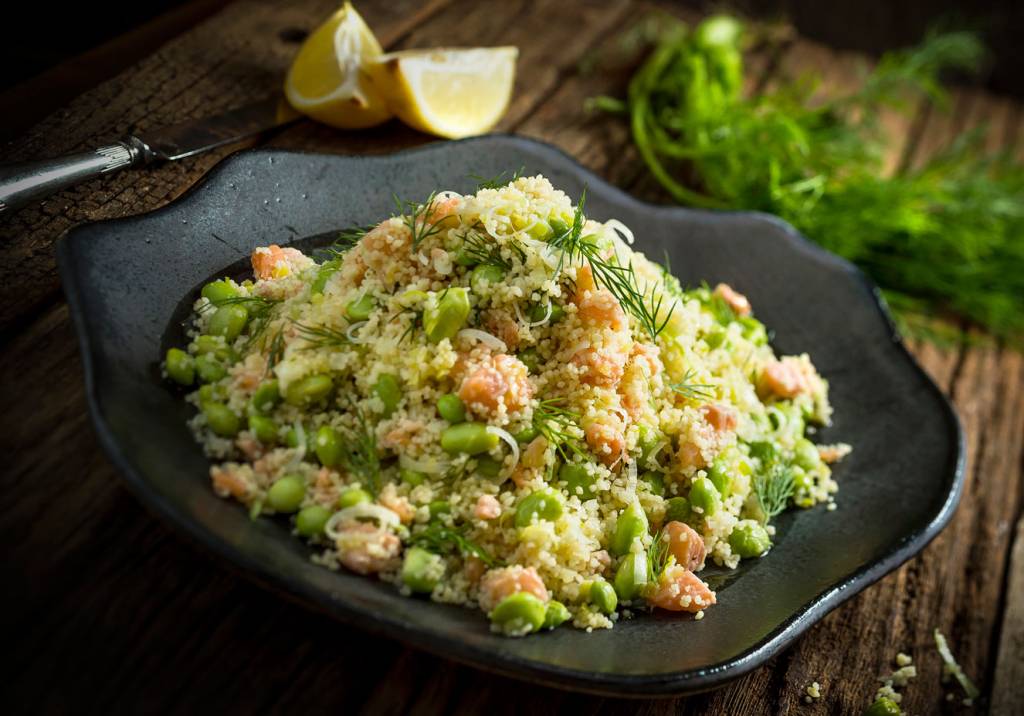 Cuscuz marroquino com salmão